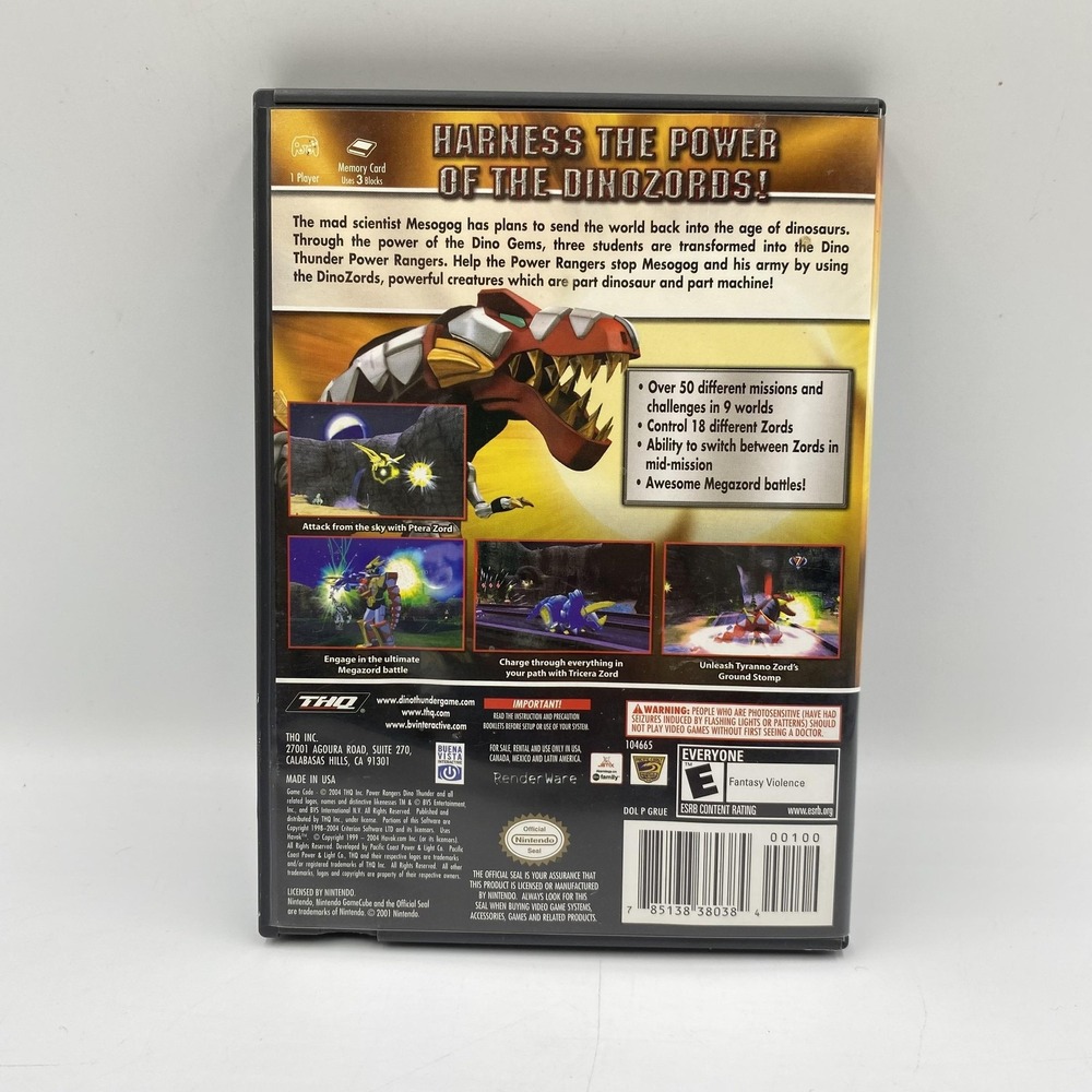 Vintage Power Rangers Dino Thunder Nintendo GameCube Video Game Case Disc THQ - Picture 2 of 9